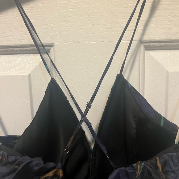 V neck Haven silk spaghettini strap cocktail dress - Picture 3 of 10